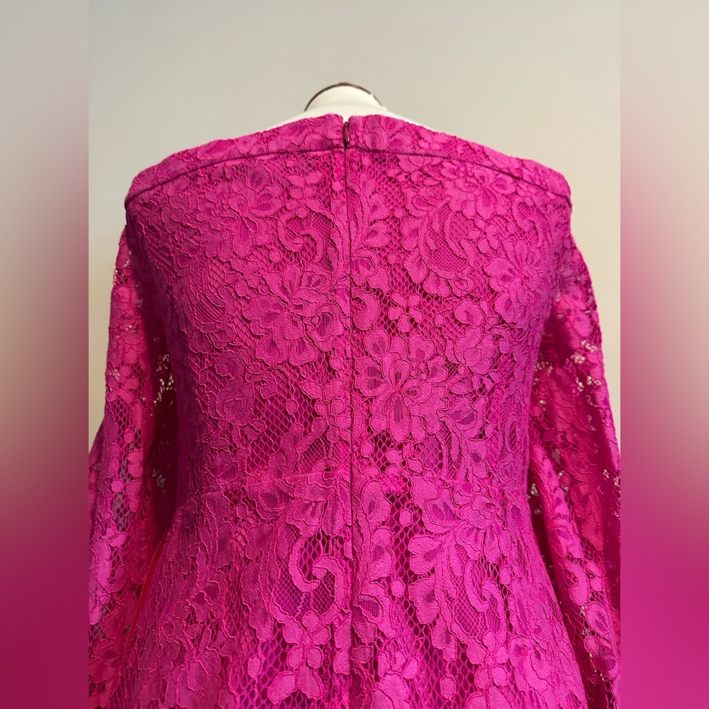 Trina Turk Fuchsia Hot Pink Lace Off the Shoulder Dress - Picture 15 of 16